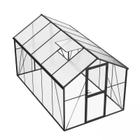 Drivhus Premium Sort 382 cm - Glas/Polycarbonat