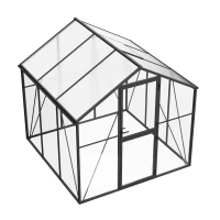 Drivhus Premium Sort 232 cm - Glas/Polycarbonat