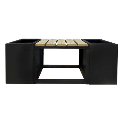 Bænk m/2 blomsterkasser i sort