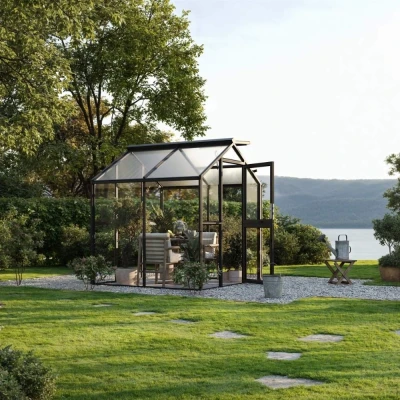 Greenhouse Galant II, 4 mm glass + polycarbonate, anthracite-grey Greenhouse Galant II, 4 mm glass + polycarbonate, anthracite-grey