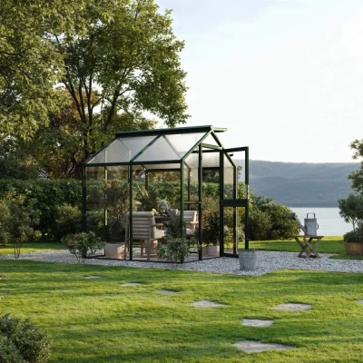 Greenhouse Galant II, 4 mm glass + polycarbonate, fir green Greenhouse Galant II, 4 mm glass + polycarbonate, fir green