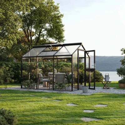 Greenhouse Galant III, 4 mm glass + polycarbonate, anthracite-grey Greenhouse Galant III, 4 mm glass + polycarbonate, anthracite-grey