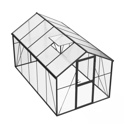 Drivhus Premium Sort 382 cm - Glas/Polycarbonat