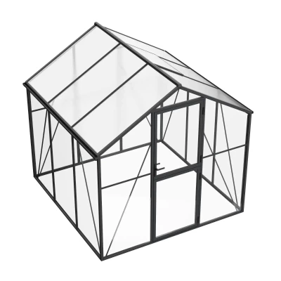 Drivhus Premium Sort 232 cm - Glas/Polycarbonat