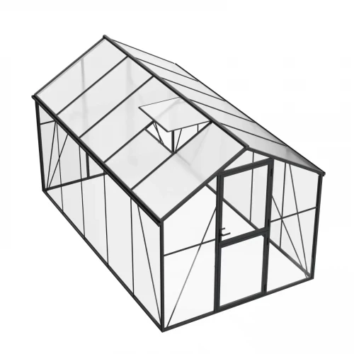 Drivhus Premium Sort 382 cm - Glas/Polycarbonat