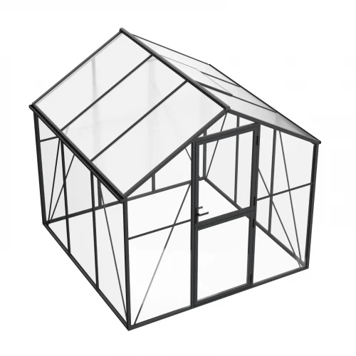 Drivhus Premium Sort 232 cm - Glas/Polycarbonat